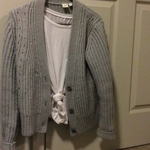 Textured Button Cardigan - Heather Grey